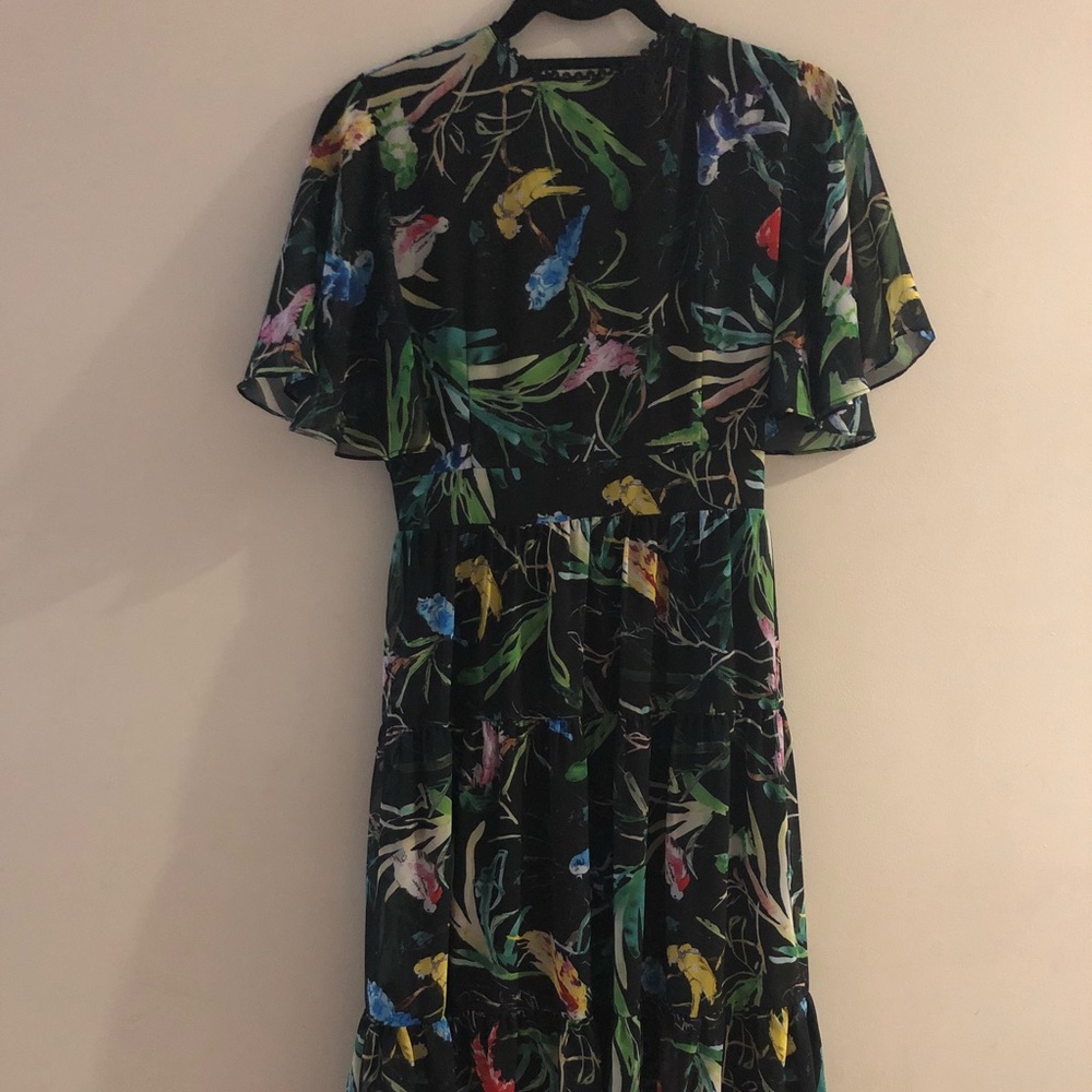 Tropical crewneck midi dress - Picture 2 of 4